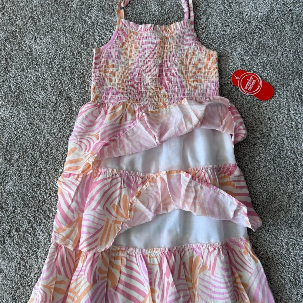 Girls Tiered Dress Smocked Summer Dress Ruffle Sleeveless Dress Size Small 6x - Picture 5 of 8